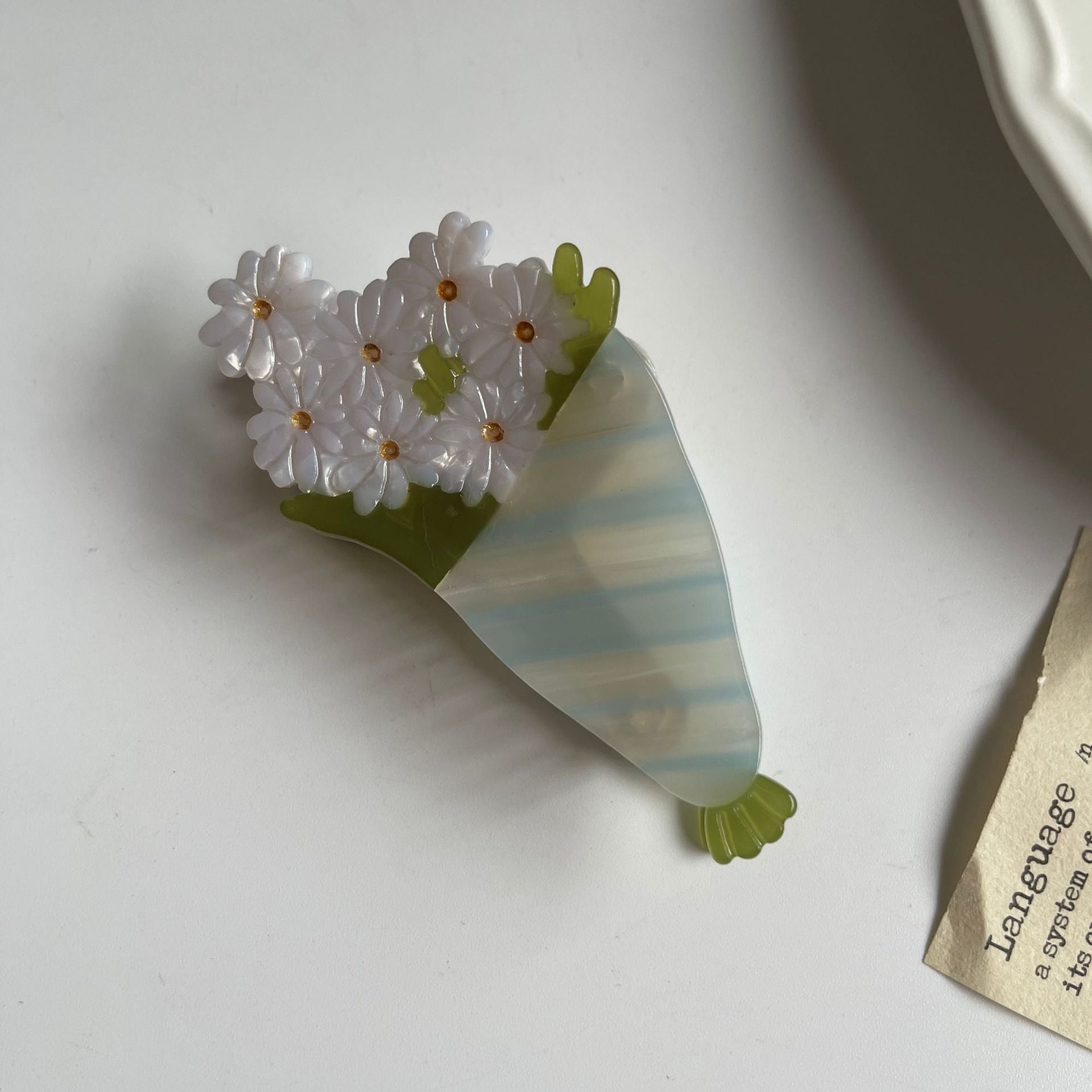 Wholesale Palm Smiley Bouquet Acetate Hairpin